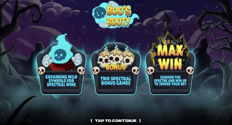Boo's Booty - bảng tính năng bonus và Feature Buy